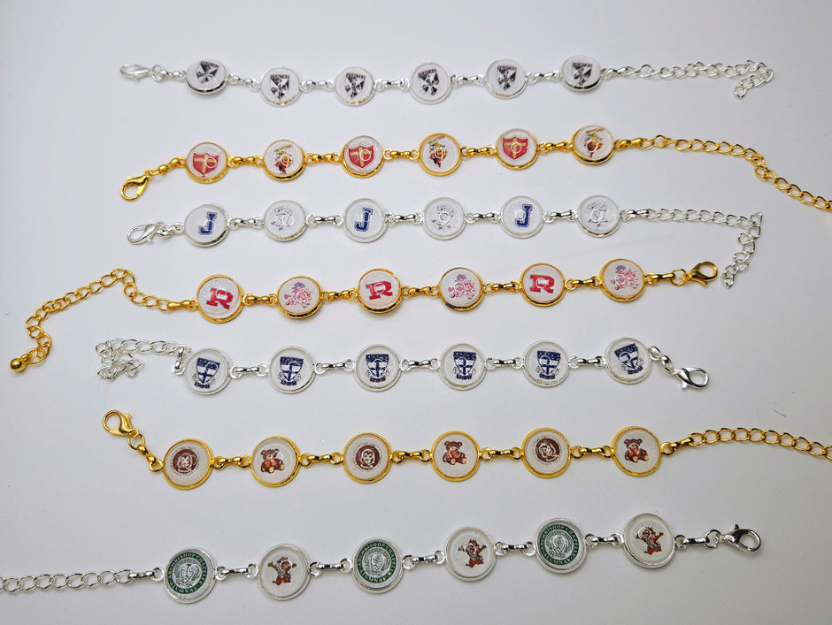 Each bracelet is an example of the school it represents. Not all schools are shown, but available
